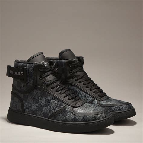 blue louis vuitton men high top sneakers